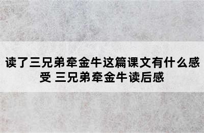 读了三兄弟牵金牛这篇课文有什么感受 三兄弟牵金牛读后感